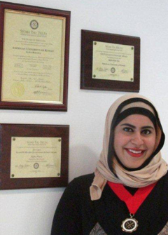 Reem Al Hasawi will serve as president of the honor society for the fall 2013 semester.